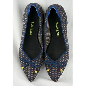 ROTHY'S The Bow Point Evening Metallic Knit Fabric Ballet Flats Pointed Toe‎ 7.5